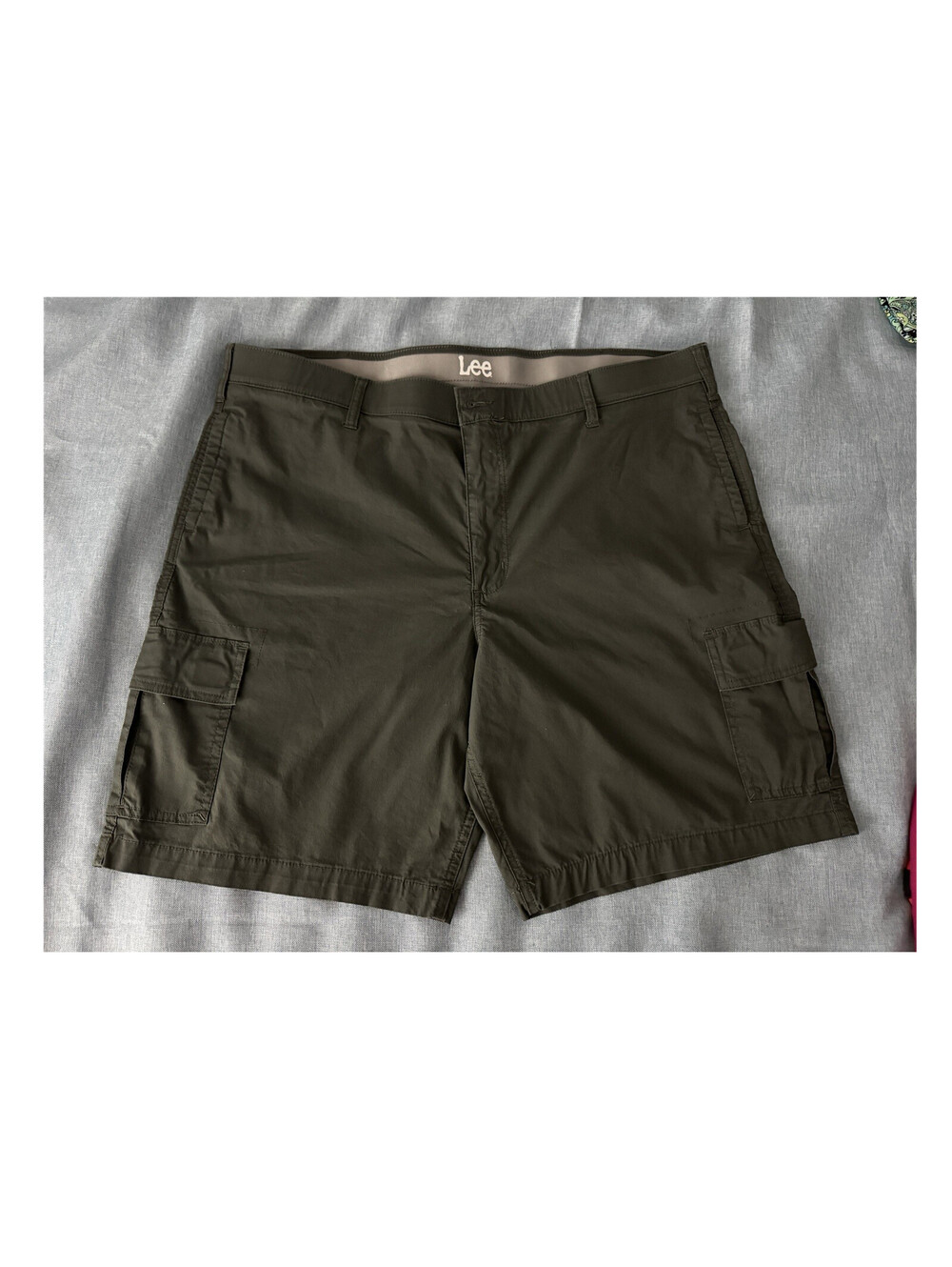 Lee Men size 42 Green Cargo Shorts Canvas Cotton Nylon Spandex Stretch Pockets